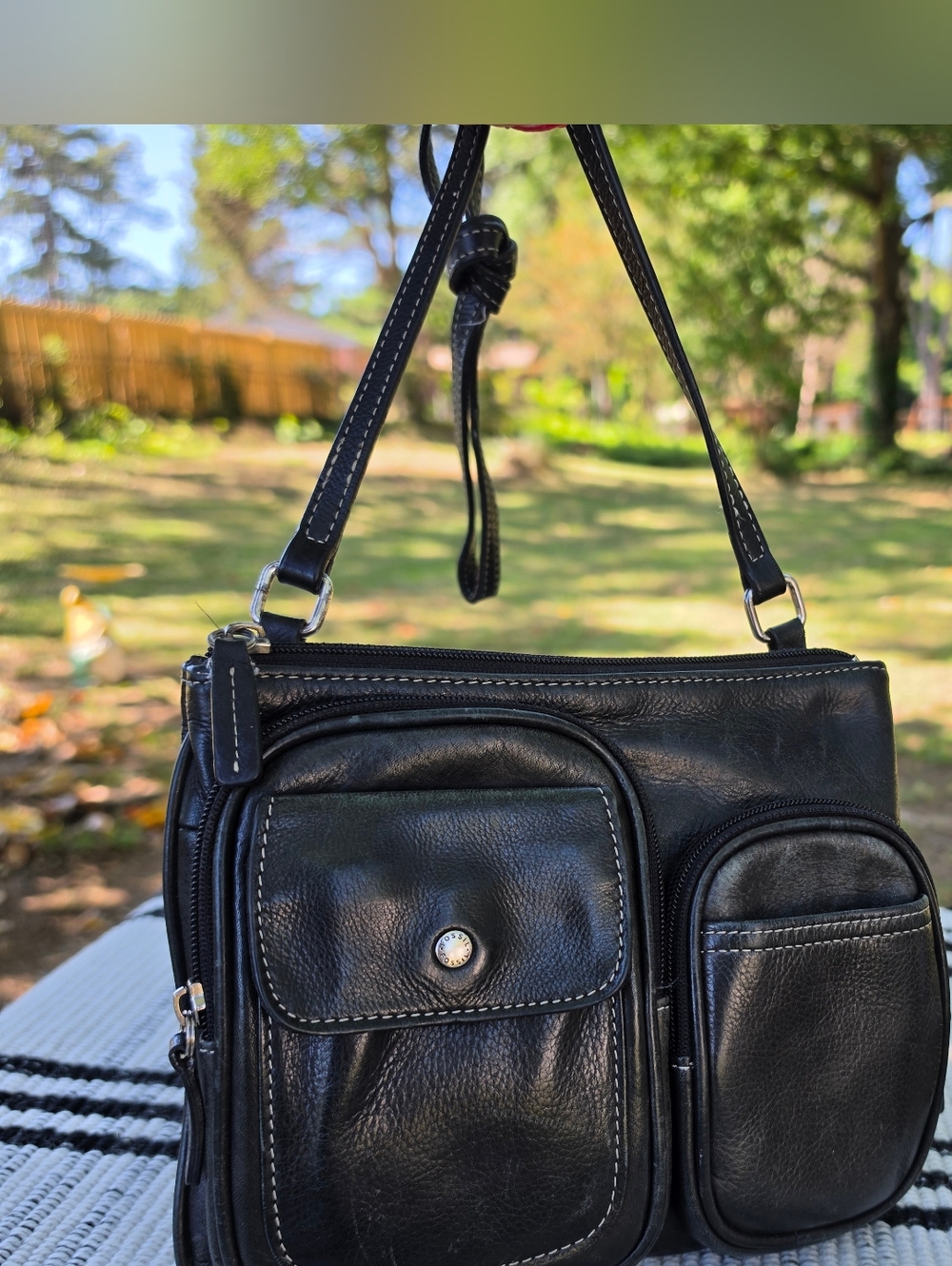 Fossil genuine leather messenger crossbody bag